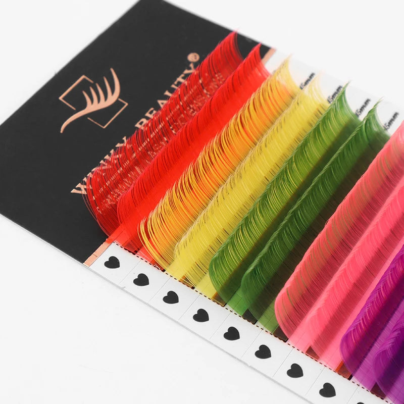 Winky Beauty 16 Rows 8 Colors Mix Eyelashes Make Up High Quality Soft Natural Synthetic Mink Rainbow Eyelash Extension Supplies