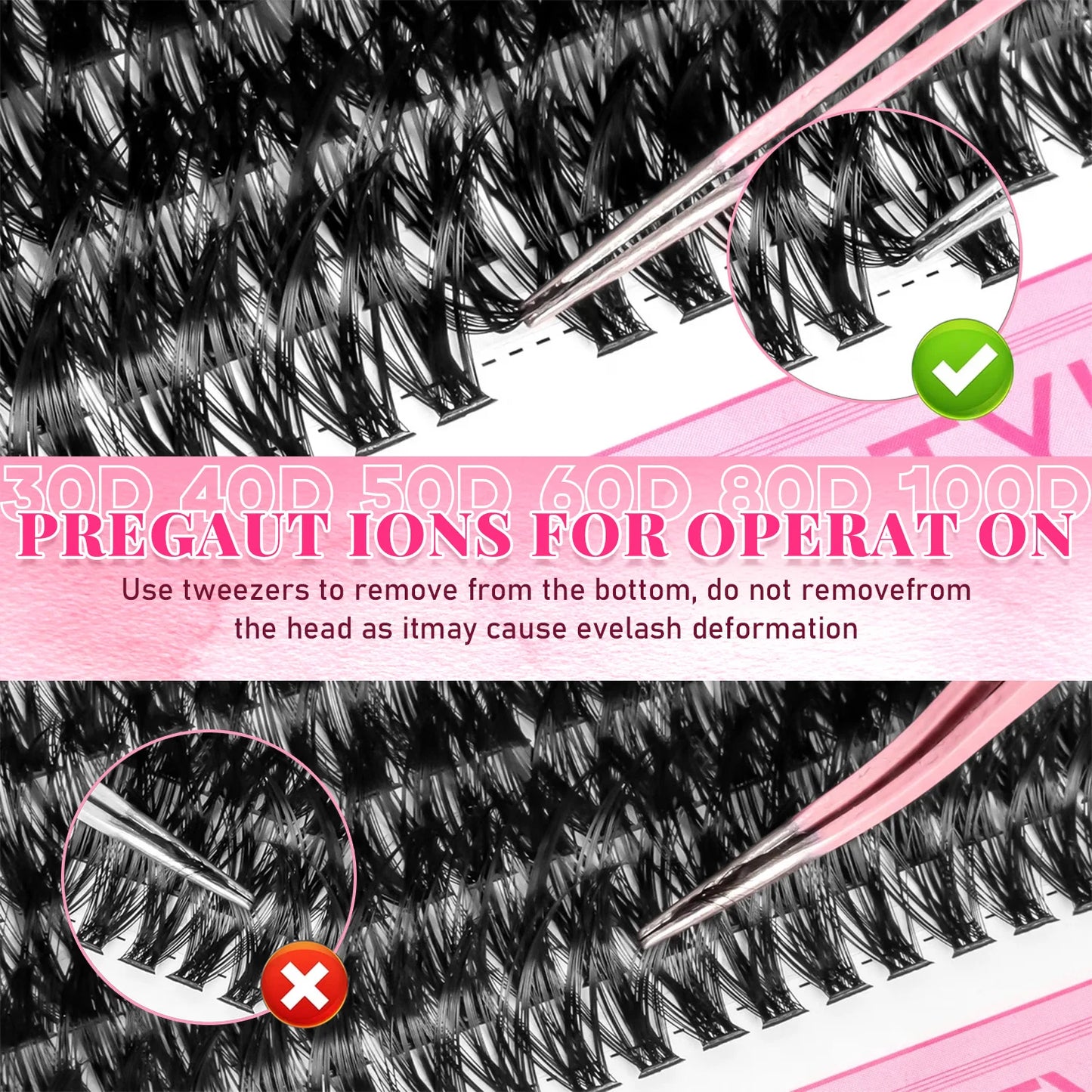 830Pcs Three Fold DIY Cluster Eyelash NEW 30D-100D Individual Lash Extensions Cosplay Thick Wispy Natural Lash Clusters