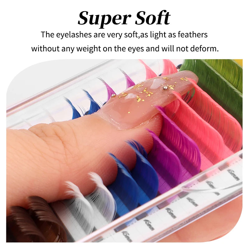 Winky Beauty 16 Rows 8 Colors Mix Eyelashes Make Up High Quality Soft Natural Synthetic Mink Rainbow Eyelash Extension Supplies