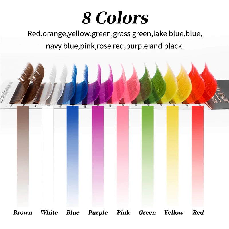 Winky Beauty 16 Rows 8 Colors Mix Eyelashes Make Up High Quality Soft Natural Synthetic Mink Rainbow Eyelash Extension Supplies